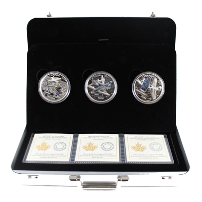 RDC 2017 Canada $20 Aircraft of WWII 3-Coin Set in Deluxe Case (No Tax) Lightly Scuffed