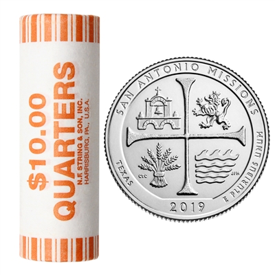 2019 D USA National Parks Quarters - San Antonio Missions Original Roll of 40pcs