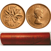 1962 Canada 1-cent Original Roll of 50pcs