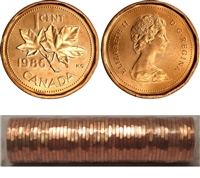 1986 Canada 1-cent Original Roll of 50pcs