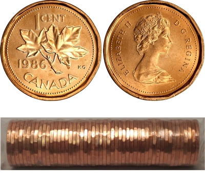 1986 Canada 1-cent Original Roll of 50pcs