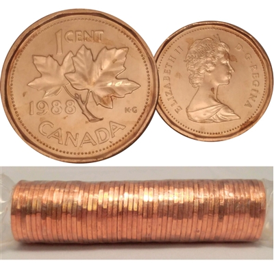 1988 Canada 1-cent Original Roll of 50pcs