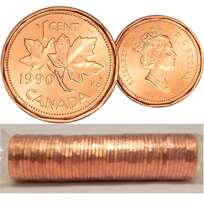 1990 Canada 1-cent Original Roll of 50pcs