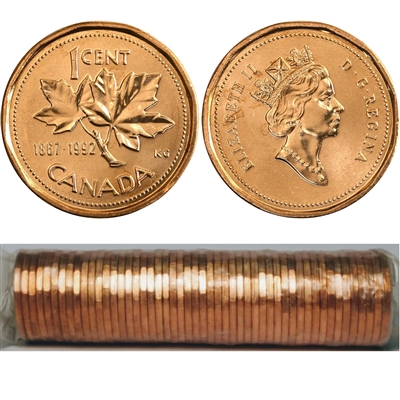 1992 Canada 1-cent Original Roll of 50pcs