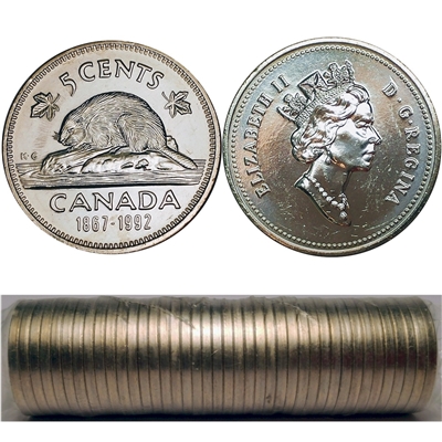 1992 Canada 5-cent Original Roll of 40pcs