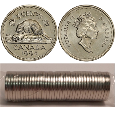1994 Canada 5-cent Original Roll of 40pcs