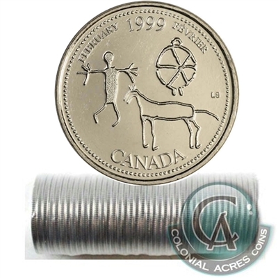 1999 February Canada 25-cent Original Roll of 40pcs