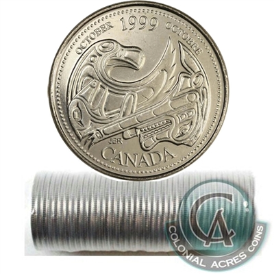 1999 October Canada 25-cent Original Roll of 40pcs