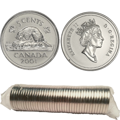 2001 No P Canada 5-cent Original Roll of 40pcs