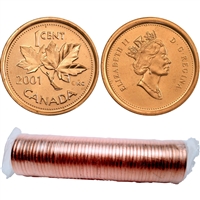 2001 No P Canada 1-cent Original Roll of 50pcs