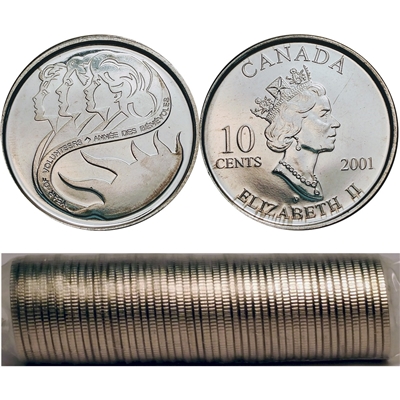 2001-P Volunteer Canada 10-cent Original Roll of 50pcs