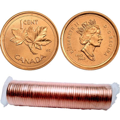 2002 No P Canada 1-cent Original Roll of 50pcs