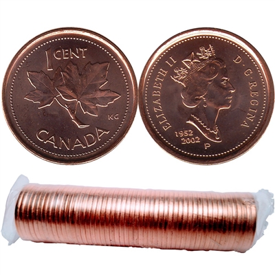 2002-P Canada 1-cent Original Roll of 50pcs