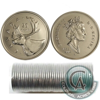 2002-P Canada 25-cent Caribou Original Roll of 40pcs