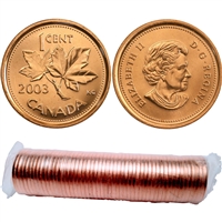 2003 No P New Effigy Canada 1-cent Original Roll of 50pcs (some rolls double headed)