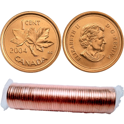2004 No P Canada 1-cent Original Roll of 50pcs (Some rolls may be double headed)