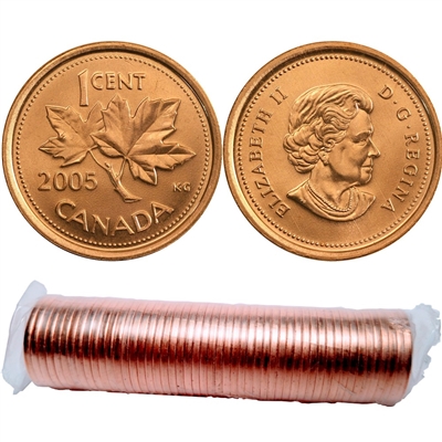2005 No P Canada 1-cent Original Roll of 50pcs (May be double headed)