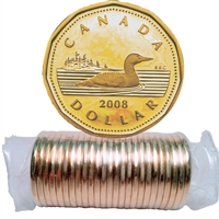 2008 Loon Dollar Canada Original Roll of 25pcs