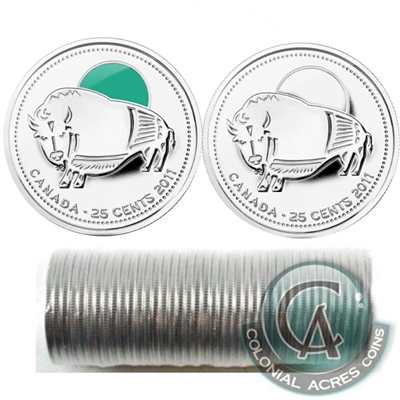 2011 Bison Canada 25-cent Original Roll of 40pcs - Some Coloured