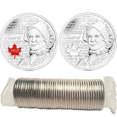 2013 Canada 25-cents Laura Secord Original Roll of 40pcs - Some Coloured