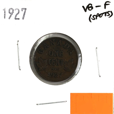 1927 Canada 1-cent VG-F (VG-10) Spots, corrosion, or impaired