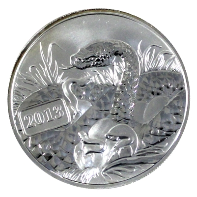 Tokelau 2013 $5 Year of the Snake 1oz Fine Silver Reverse Proof (No Tax) Lightly Toned