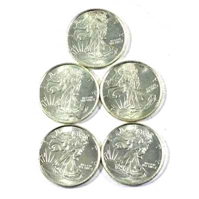 5x Golden State Mint Walking Liberty 1/10oz Fine Silver, 5Pcs (No Tax) Lightly toned