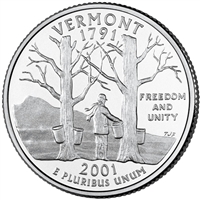 2001-D Vermont USA Statehood Quarters (MS-60)