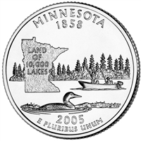 2005-D Minnesota USA Statehood Quarter Uncirculated (MS-60)