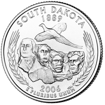 2006-D South Dakota USA Statehood Quarter Uncirculated (MS-60)