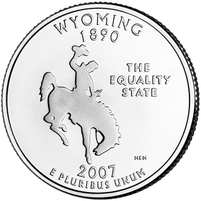 2007-P Wyoming USA Statehood Quarter Uncirculated (MS-60)