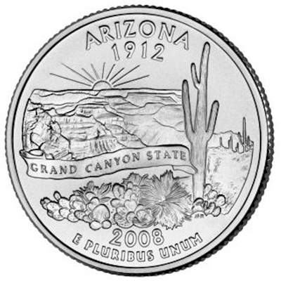 2008-P  Arizona USA Statehood Quarter Uncirculated (MS-60)