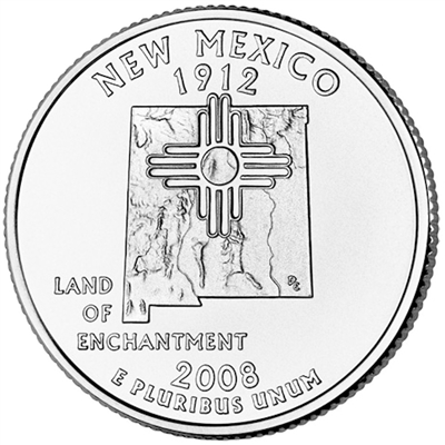 2008-P New Mexico USA Statehood Quarter Uncirculated (MS-60)