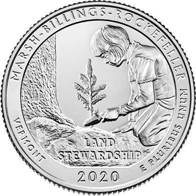 2020-P Marsh Billings-Rockefeller USA National Parks Quarter Uncirculated (MS-60)