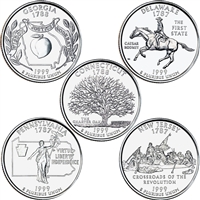 1999 USA Statehood Quarter 10-coin Set - Both P&D Mint Singles