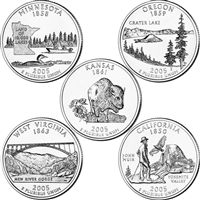 2005 USA Statehood Quarter 10-coin Set - Both P&D Mint Singles