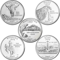 2007 USA Statehood Quarter 10-coin Set - Both P&D Mint Singles