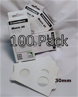 100 x Self-Adhesive Cardboard 2x2 Holders (50c/$2 size) 30mm (4 boxes)