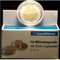 10 x Round Plastic Coin Capsules for Canadian Two Dollar (28mm).