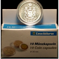 10 x Round plastic coin capsules for Canadian 50-cents Silver (30mm).