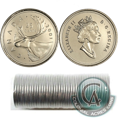 2001 No P Canada 25-cent Original Roll of 40pcs