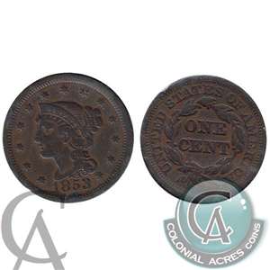 1853 USA Cent Fine (F-12)