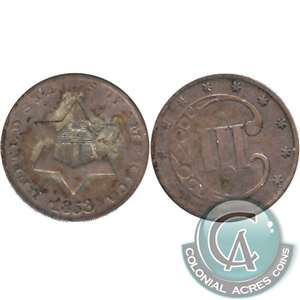 1853 Silver USA 3 Cents Fine (F-12) $