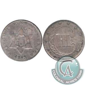 1853 Silver USA 3 Cents VG-F (VG-10) $