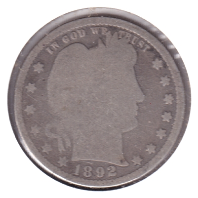 1892 USA Quarter About Good (AG-3)