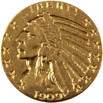 1909 D USA $5 Gold Half Eagle Extra Fine (EF-40)