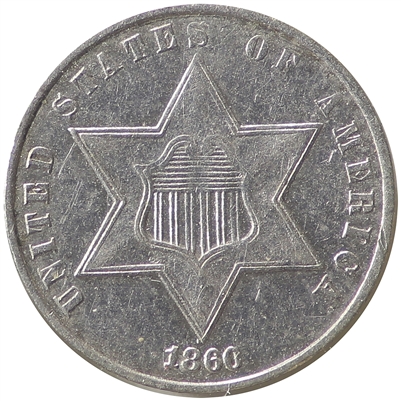 1860 Silver USA 3 Cents EF-AU (EF-45) $