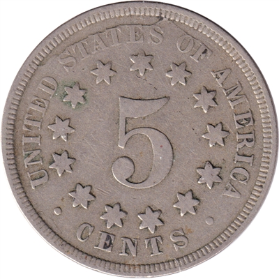 1867 No Rays USA Nickel Fine (F-12)