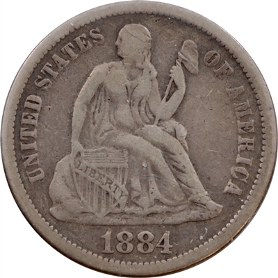 1884 USA Dime F-VF (F-15)