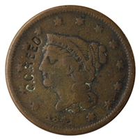 1841 USA Cent Fine (F-12) C.C. Reed Counterstamped $